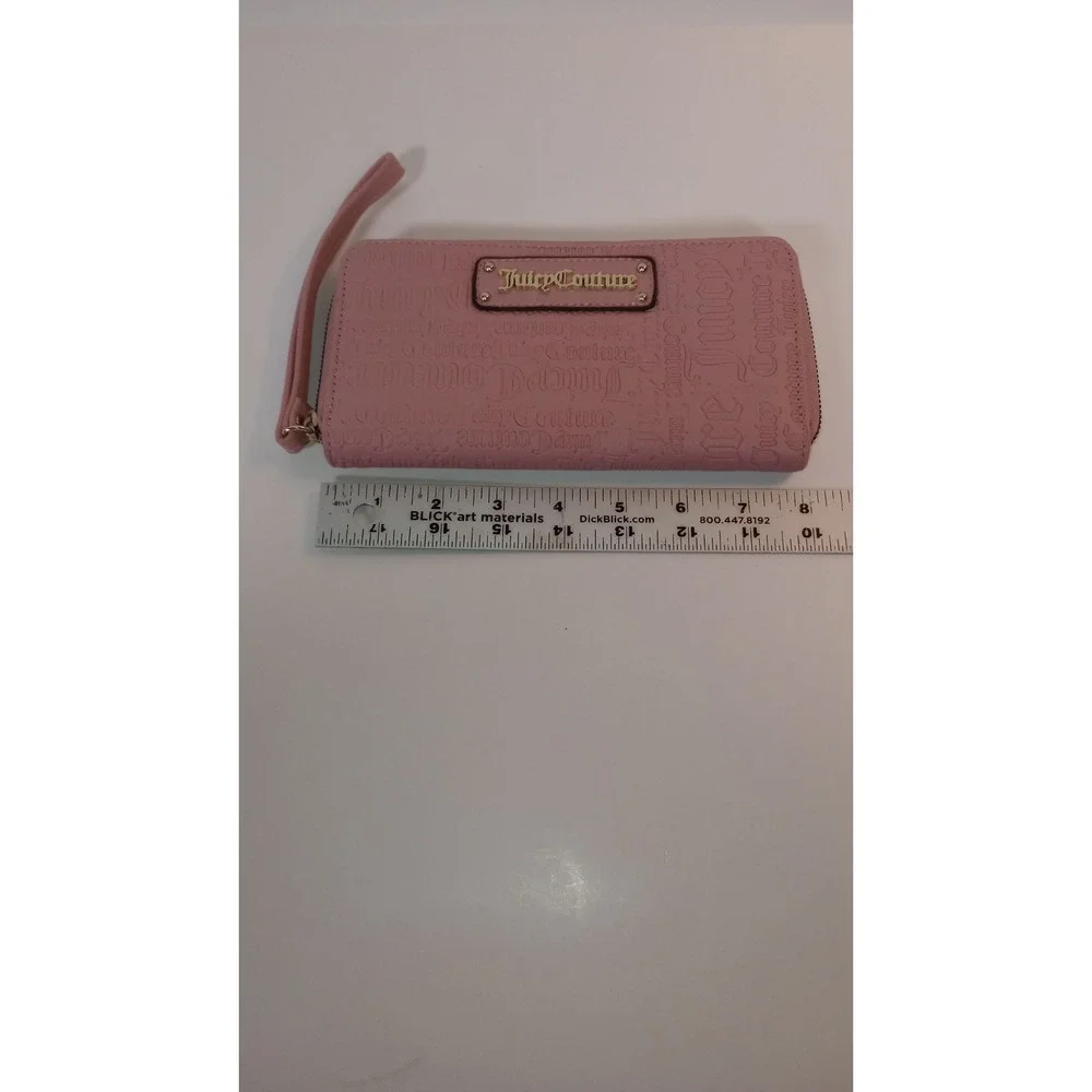 Juicy Couture Dusty Rose Pink Wristlet Wallet Gold Hardware Zip Around Logo